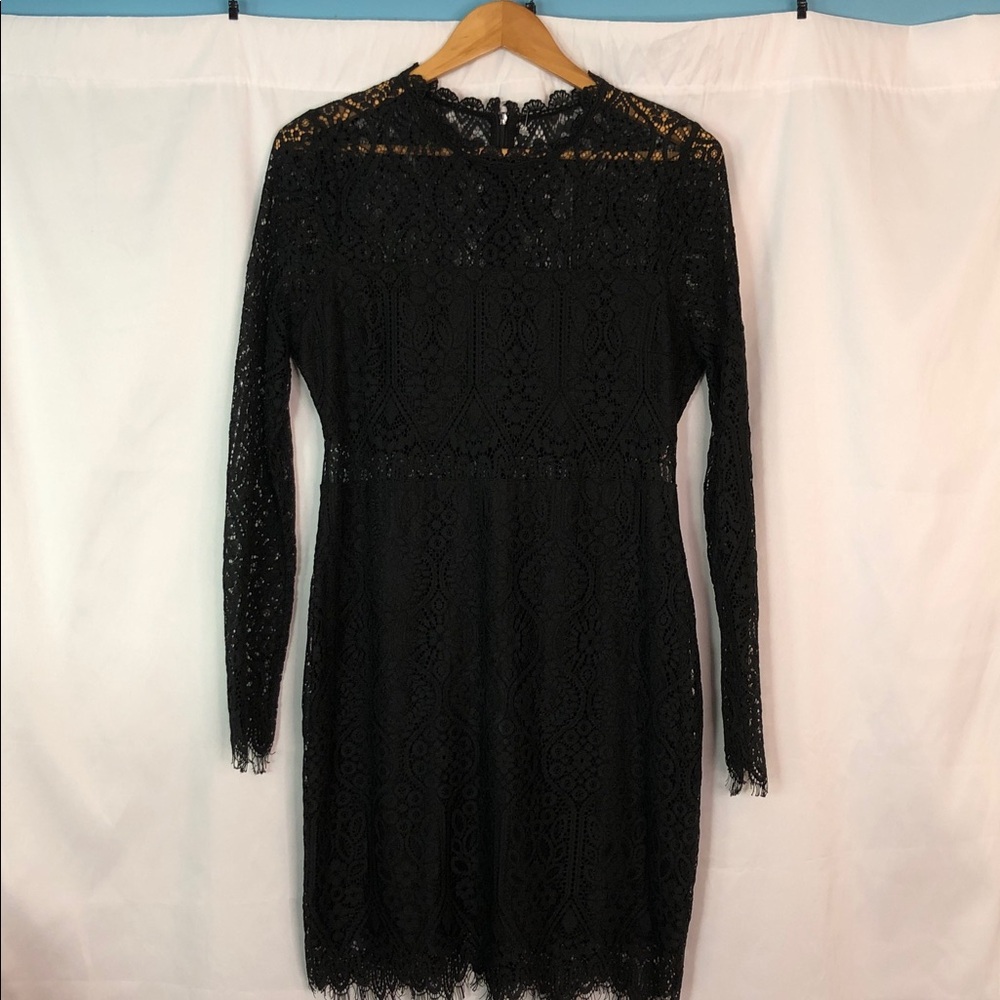 Lulu's Appetite for Seduction Black Lace Long Sleeve Dress Size XL - Picture 9 of 13